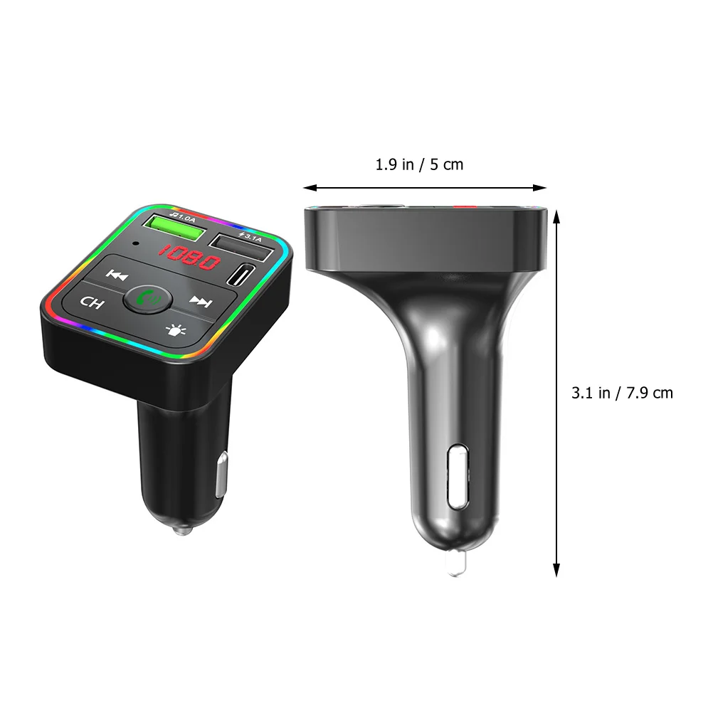 

Car Wireless Adapter Dual USB Fm Transmitter Wireless Car Kit Automatic Current Matching Multicolor Atmosphere Lamp