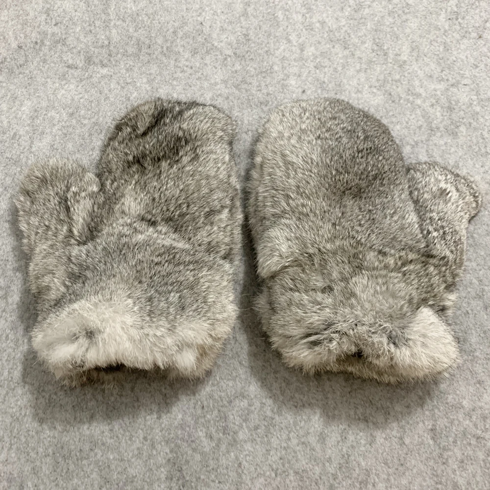 2024 Hot Sell Men Winter Warm Genuine Real Rabbit Fur Glove Fashion Unisex Real Rabbit Fur Gloves Russian Women Fur Mittens