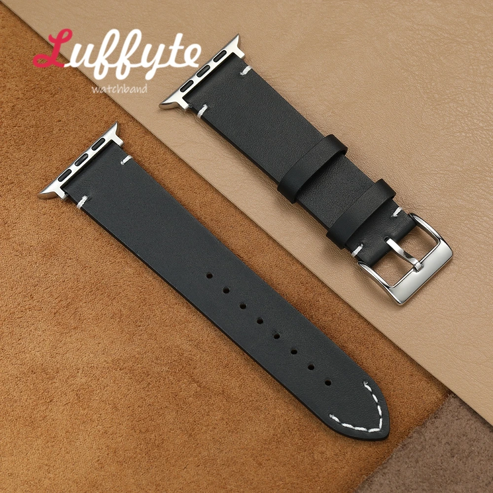 Top-Grain-Leder-Uhrenarmband für Apple Watch 1–10 Ultra SE 2, einfaches Smartwatch-Band für IWatch 38 40 41 42 44 45 46 49 mm