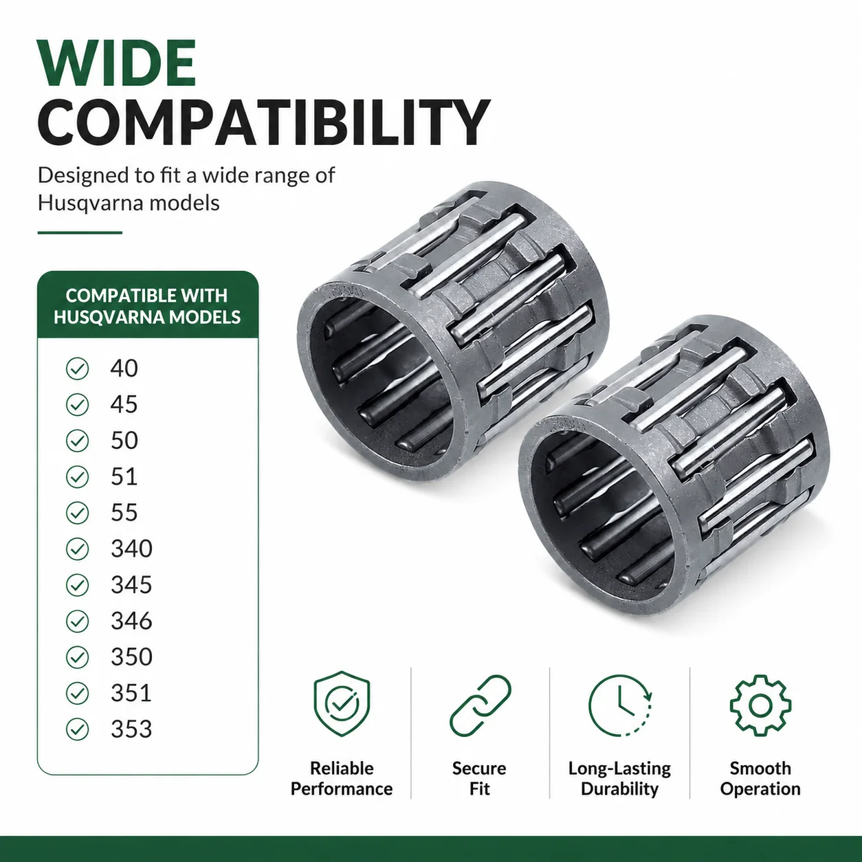 2Pcs Needle Piston Bearing For Husqvarna 40 45 50 51 55 340 Chainsaw Spare Parts Replacement Tune Up Kit Accessories 501451601