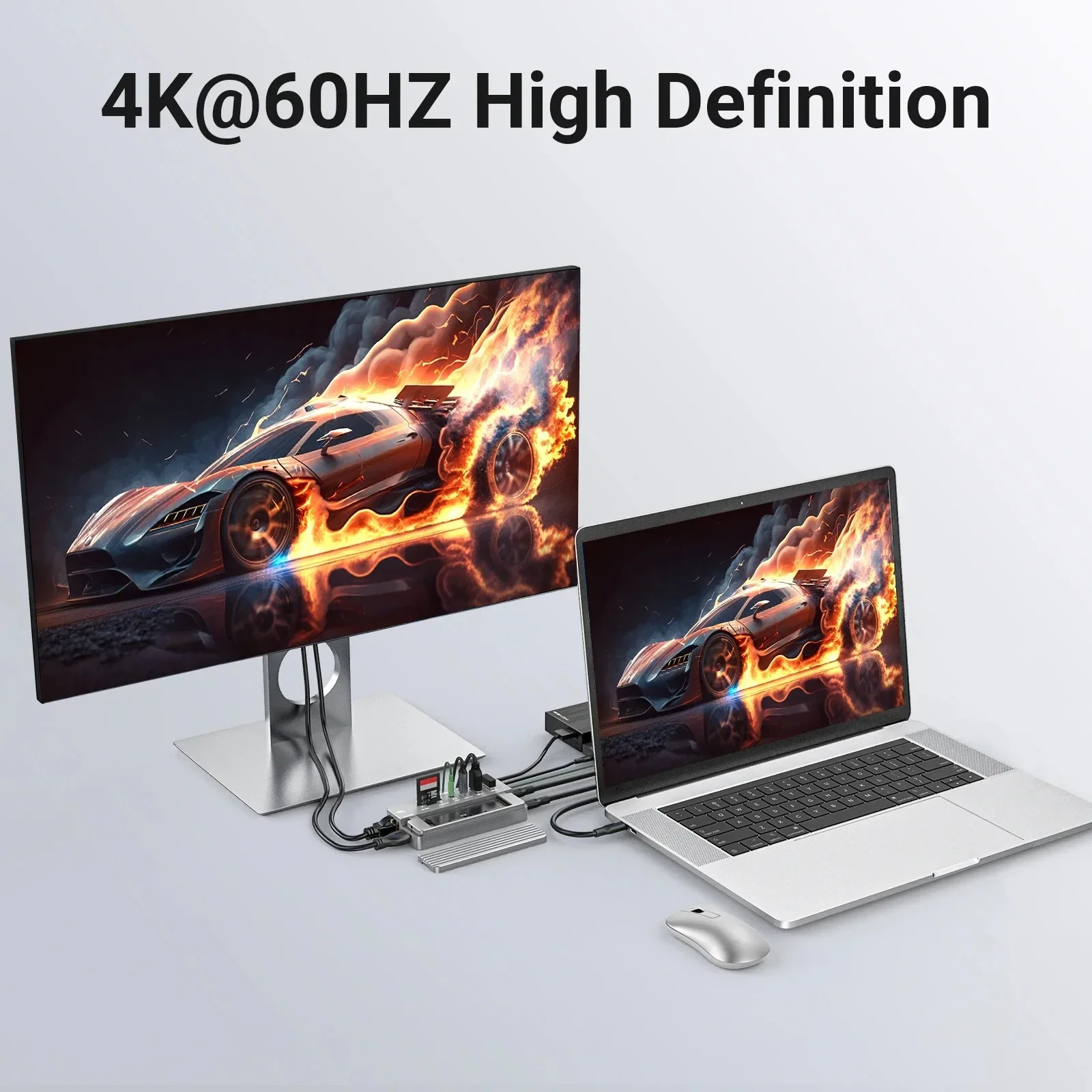 Адаптер-концентратор Acasis USB C, 10-портовый корпус NVME, USB-разветвитель, док-станция Type-C для профессиональных аксессуаров для ноутбуков