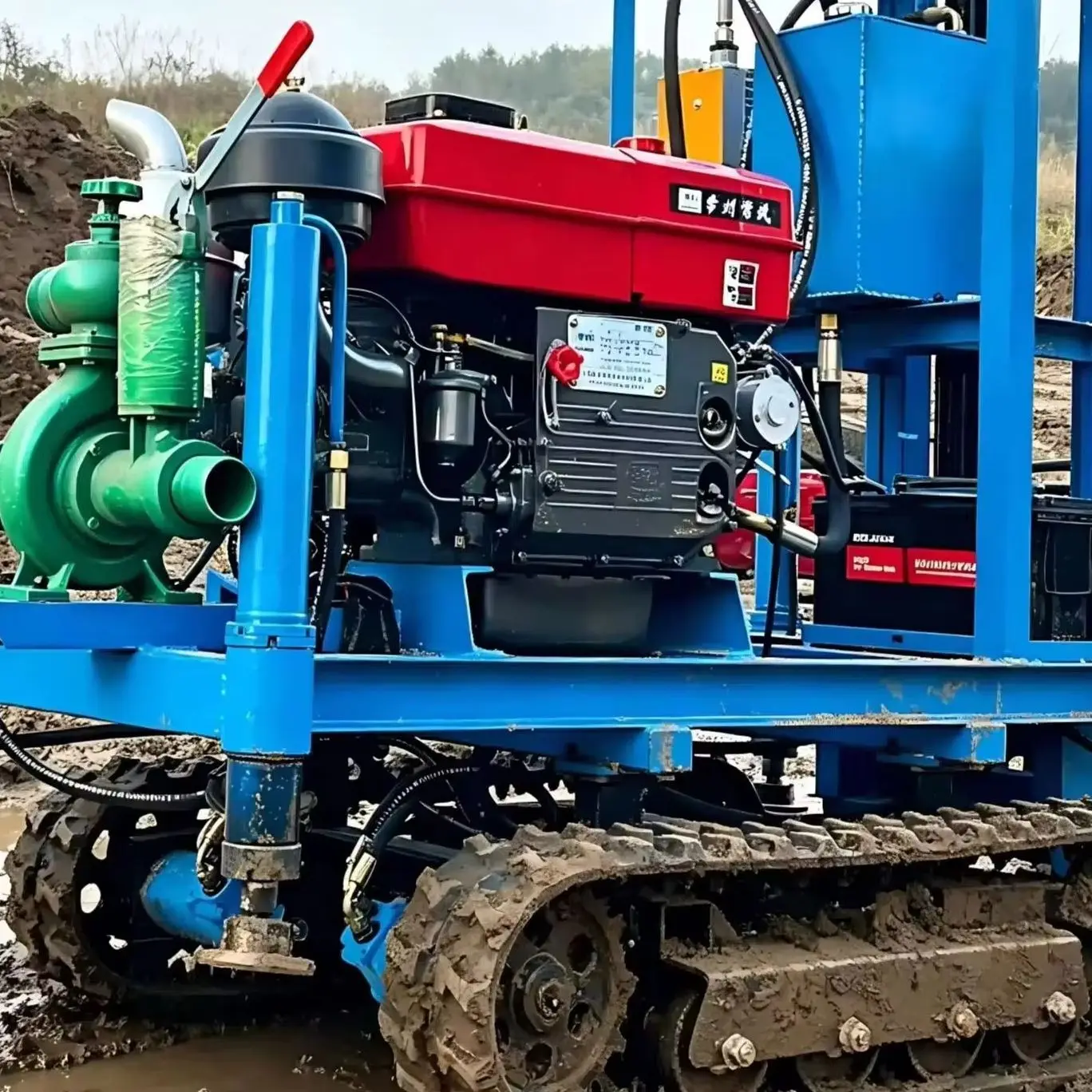 Customized 22HP Diesel Hydraulic Wheeled Water Well Drilling Rig  Compact Household Drilling Equipmen