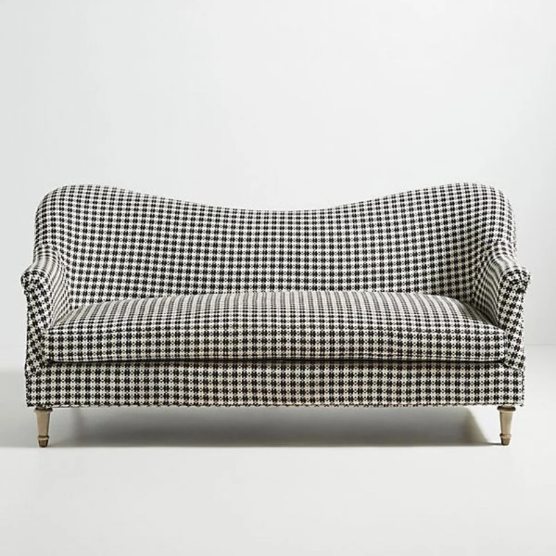 Nordic single sofa chair, office leisure leather chair, household living room small apartment, thousand bird grid three people