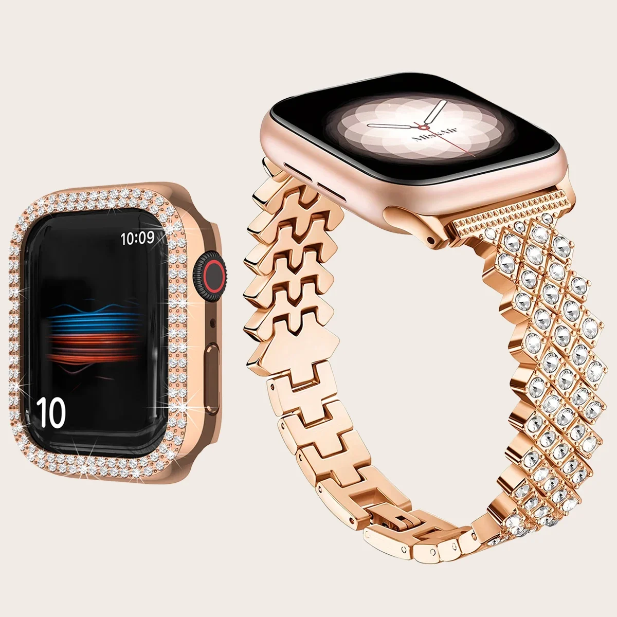 Compatible for Apple Watch Band 49mm 45mm 38mm Series Ultra 9 8 7 SE 6 5 4 3 2, Sparkling Bling Crystal Bracelet for iWatch Band