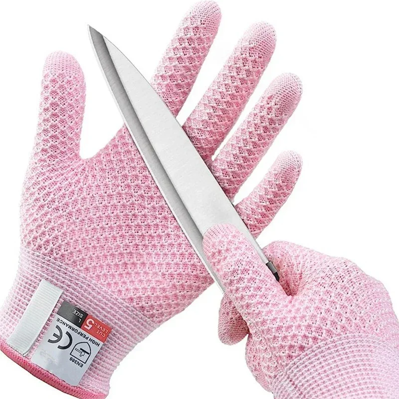 

Fishing Level 5 Safety Anti-cut Touch Screen Gloves Pineapple Pattern Glass Kitchen Food Grade Slaughter Fish Gloves Camping