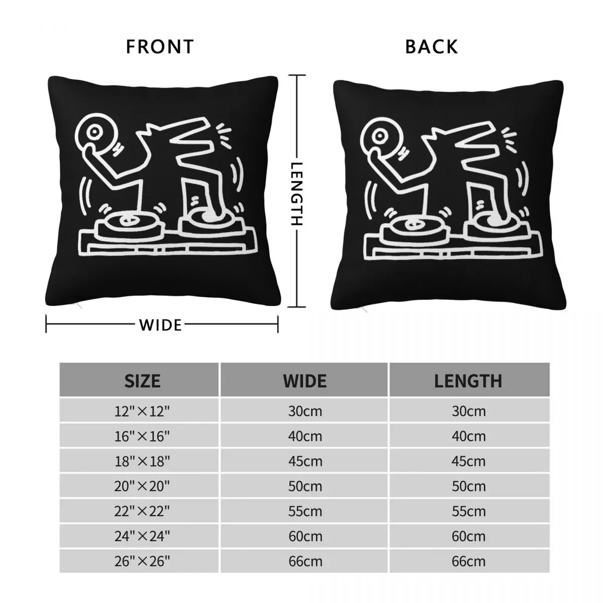 White Keith DJ Square Pillowcase Pillow Cover Polyester Cushion Decor Comfort Throw Pillow for Home Bedroom