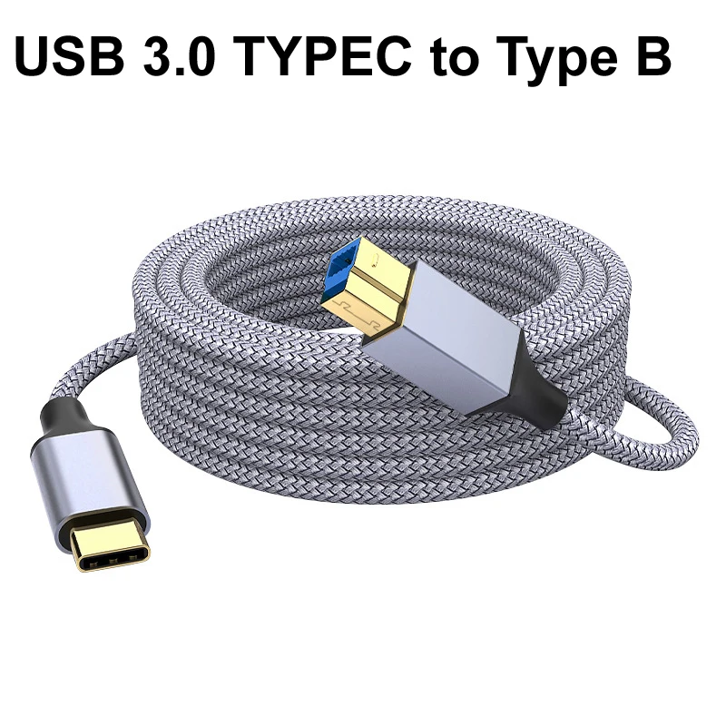 Nylon Braid 0.5M/1M/2M/3M/5M USB 3.0 TYPE-C Printer Data Cable USB-A To USB-B Cord for Scanner Printer portable HDD hard drive