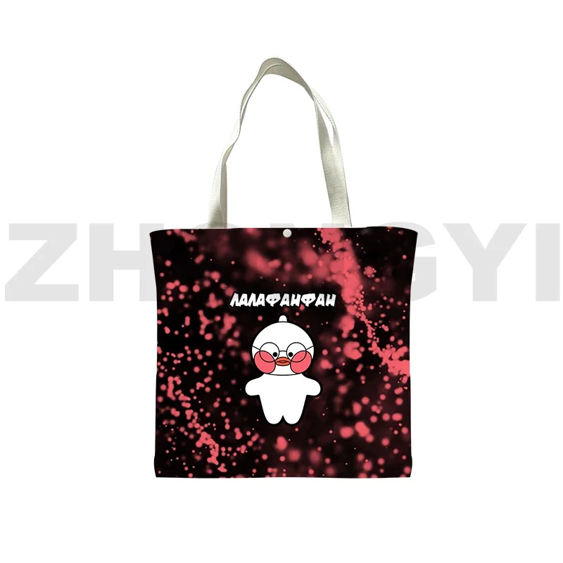 Lalafanfan Duck 3D Reusable Shopping Bag Female Foldable Canvas Tote Bag Girl Cute Cartoon Shoulder Bag Crossbody Bags for Women