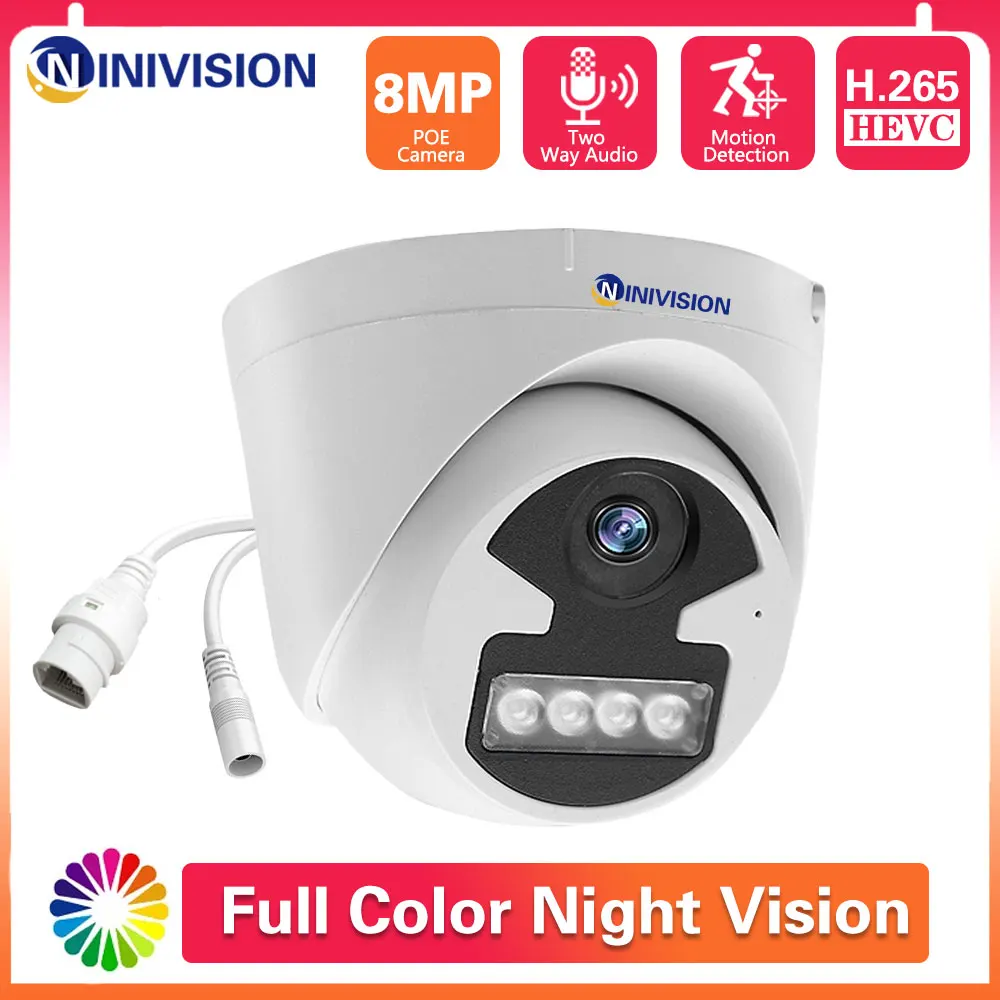 

4K 8MP POE HD IP Camera Two-Way Audio Outdoor Color NightVision Dome 8.0MP 5MP CCTV Video Surveillance Security P2P Email Alerts