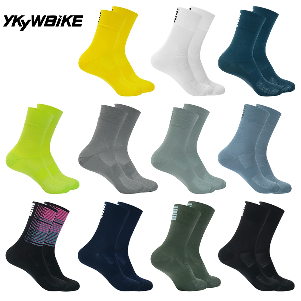 YKYWBIKE Calcetines deportivos de competición para ciclismo, calcetines deportivos de marca profesional, calcetines transpirables para bicicleta de carretera, calcetines para hombres y mujeres al aire libre