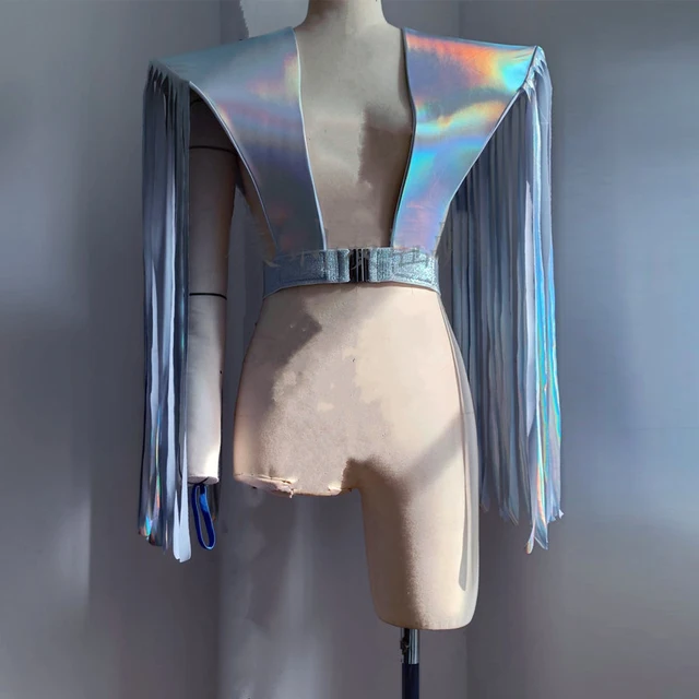Laserowe frędzle na ramionach Mężczyźni Kobiety Jazz Dance Outfits Bar Ds Dj Pole Dance Gogo Kostiumy Stage Rave Akcesoria XS8679