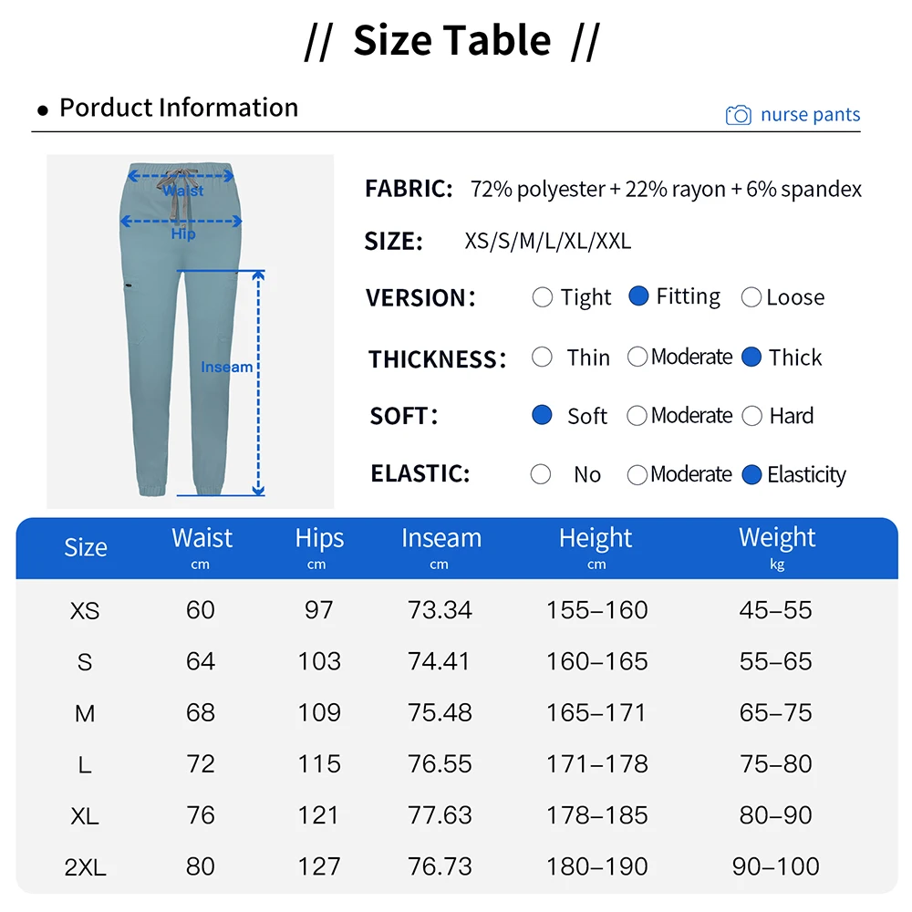 High Quality Spa Uniforms Bottoms Pet Grooming Institution Scrubs Pant Hospital Medical Work Clothes Bottoms Unisex Scrubs Pants