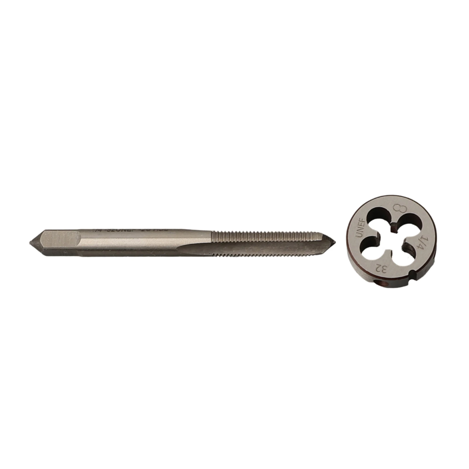 

1 компл. 1/4 "-32 UNEF Tap с 1/4"-32 UNEF Die set HSS Thread Tap с круглым резьбовым штампом, Сменные аксессуары для правой руки