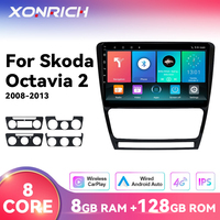 Wireless Carplay Android14 Car Radio Multimedia For SKODA Octavia 2 2008-2013 A5 8Core 1280*720 AI Voice Audio Player Navigation