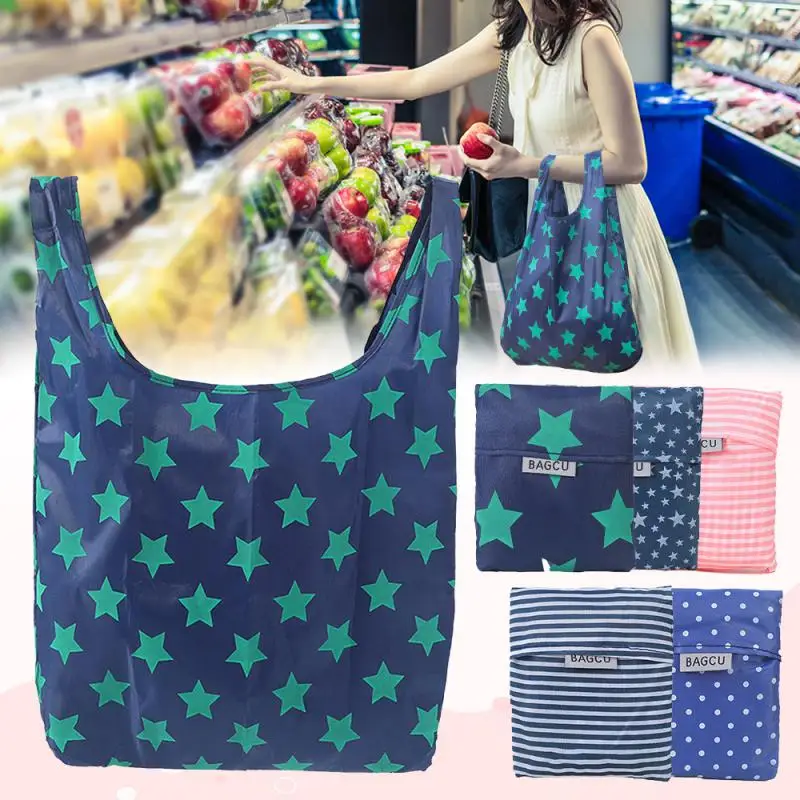 1PC Shopping Bag Eco-friendly Bag Hand Shoulder Grocery Bags Shoulder Market Portable Reusable Foldable Supermarket Shop Bags