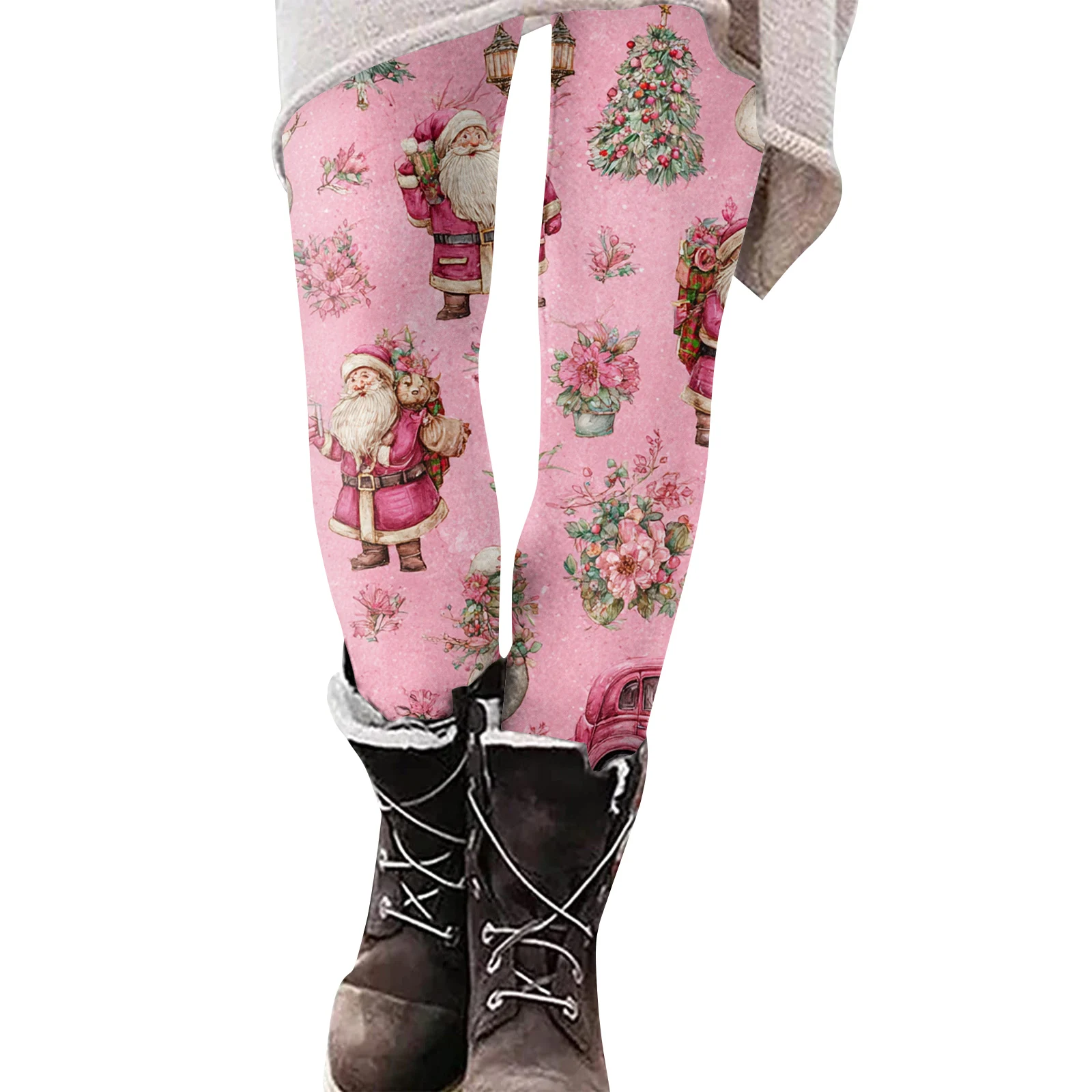 سراويل ضيقة نسائية من البوليستر اللدنة تمتد مرونة الخصر ملابس الشارع الشهير بانت عيد الميلاد ندفة الثلج جرافيك في الهواء الطلق بنطلون 2025