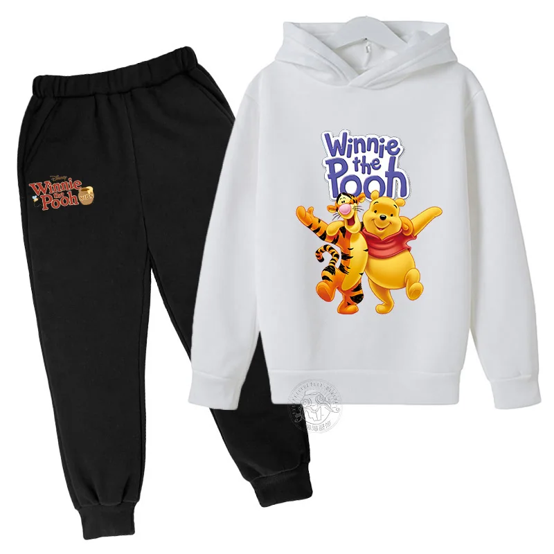 Disney Winnie the Pooh Children\'s Set Street Fashion Boys and Girls Autumn/Winter Sports Hoodie+Sweatpants Two piece Clothing