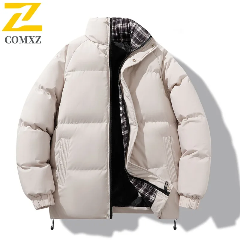 COMXZ パーカーコート防風暖かいスタンドカラースキーストリート綿パッド入りジャケット旅行高品質冬ジャケット紳士服