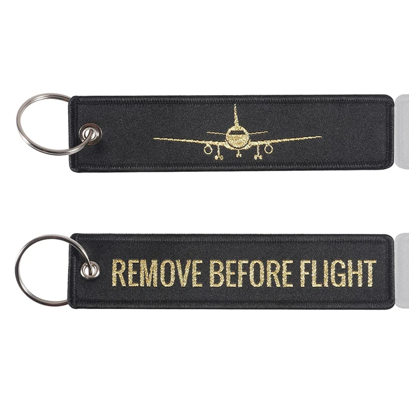 Remove Before Flight Key Chian Embroidery Key Tag Label Key Fobs Keychain Jewelry Car Keyring Luggage Tag Airline Gift