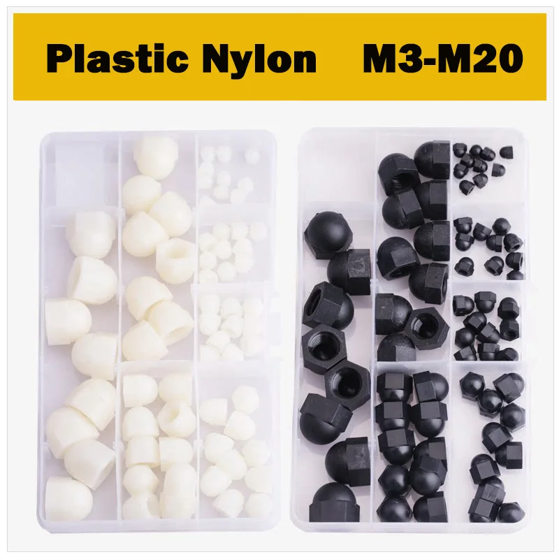 Black/White Nylon Cap Screw Protectors Plastic Cap Screws Decorative Screw Protectors M3 M4 M5 M6 M8 M10 M12 M14 M16 M18 M20