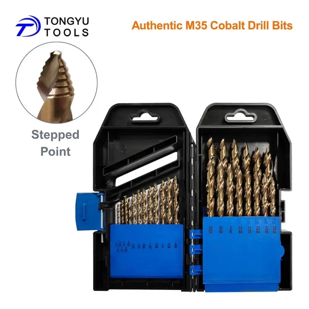 

29Pcs M35 Cobalt Drill Bit Set 1/16"-1/2" HSS 5% Co Twist Drill Bits for Stainless Steel Hard Metal Plastic Aluminum
