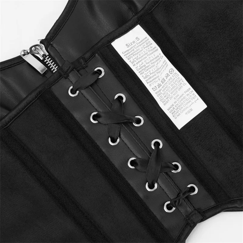 Women Leather Corset Top Crop Overbust Halter Bustier Gothic Punk Style Push Up Bodice Sexy Lingerie Corselet Party Short Camis