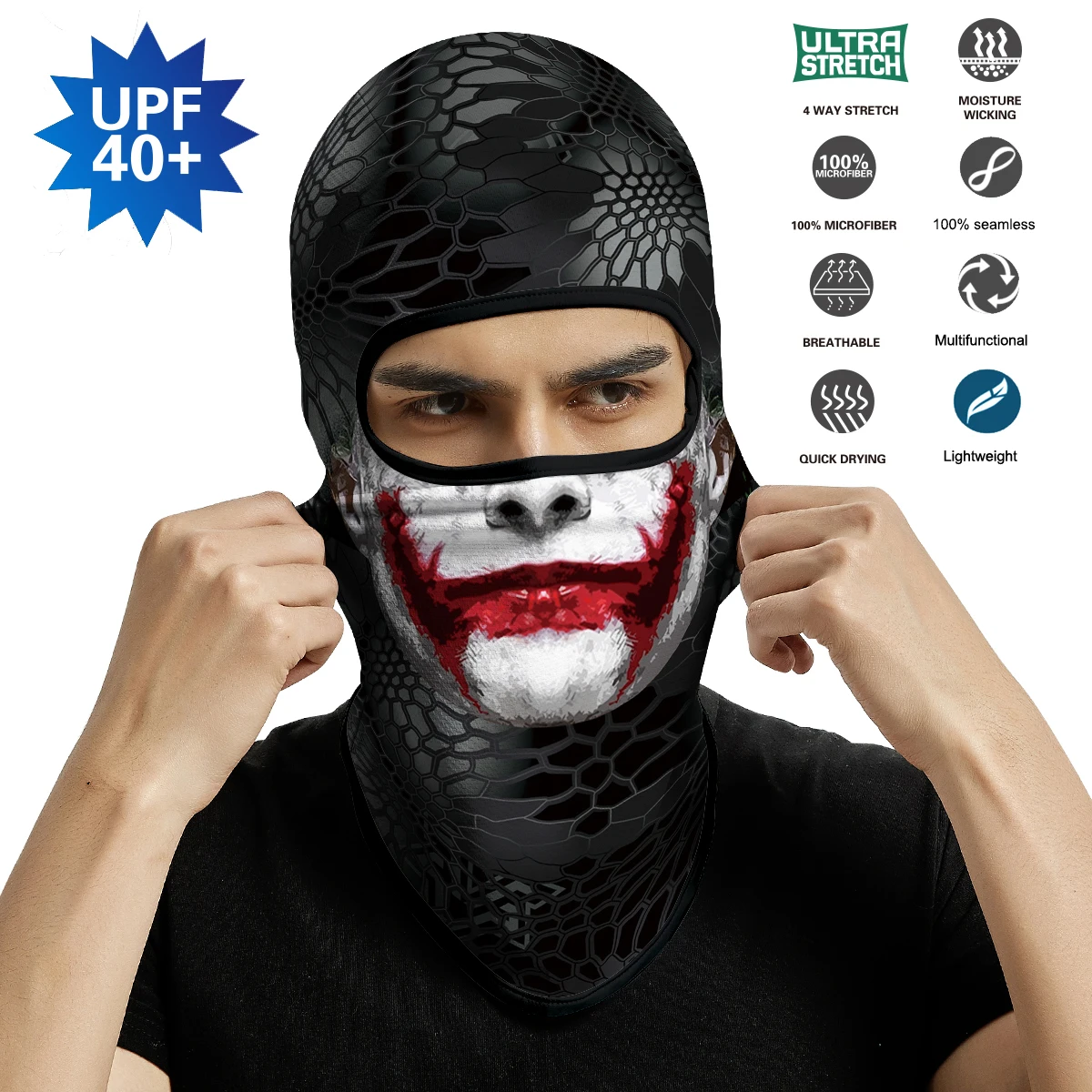 Summer Balaclava Motorcycle Full Face Shield Outdoor Protective Bandana Scarf Army Cover Joker Breathable Neck Gaiter Venom Mask