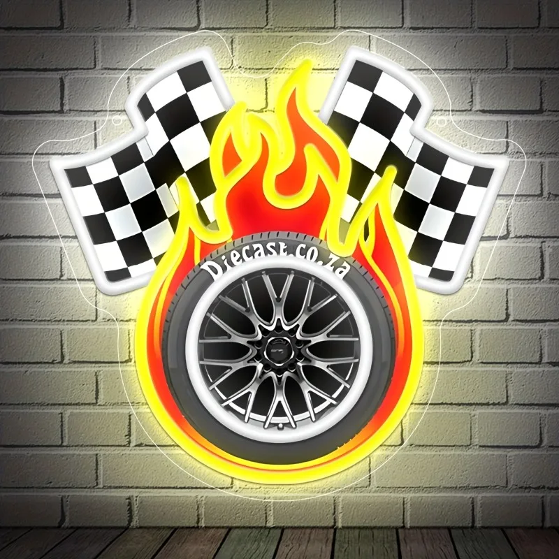 checkered-flag-car-wheel-neon-sign-customizable-led-light-wall-decoration-suitable-for-bars-bedrooms-parties-clubs