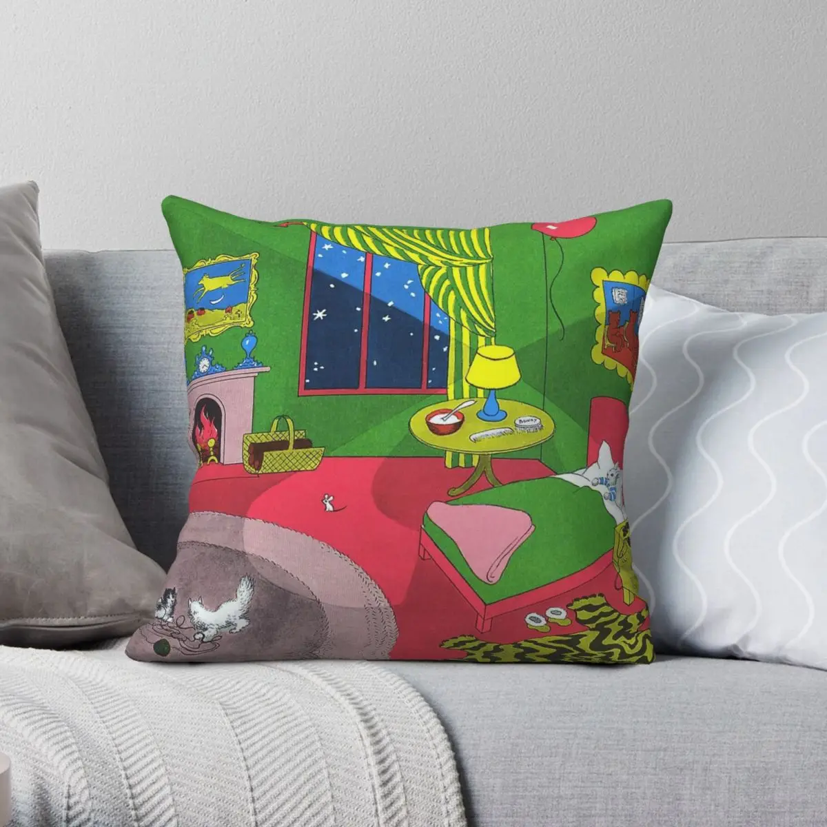 Goodnight Moon Square Pillowcase Polyester Linen Velvet Pattern Zip Decorative Pillow Case Sofa Cushion Case 45x45