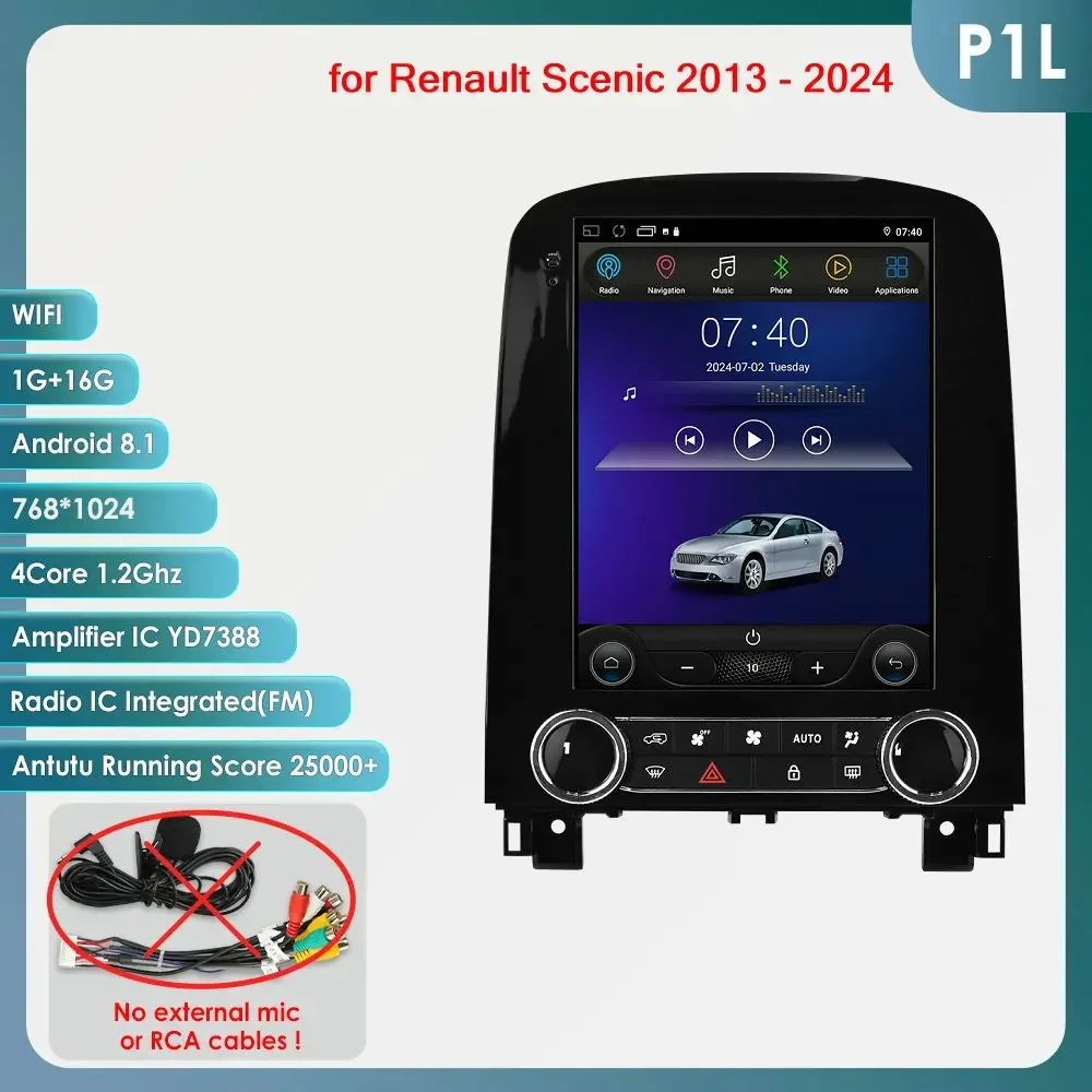 9.7 ''inch scherm Carplay 4G 2 Din Android 14 Autoradio voor Renault Scenic 2013 - 2024 Multimedia Video Player GPS DSP Autoradio