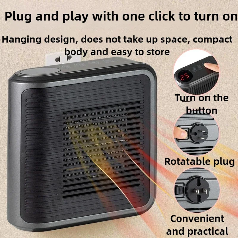 Mini 2nd Gear Heater 800W Bathroom Heating Wall-mounted Heater Multi-functional Touch Hot Fan Can Be Timed EU US PTC Heater