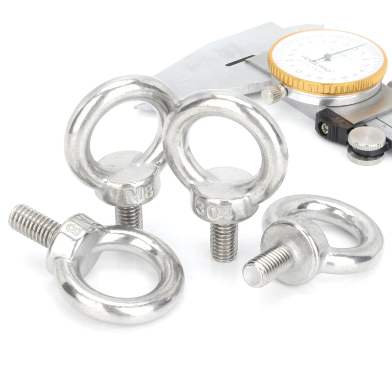 Tornillo de ojo de acero inoxidable 304, 2/3/5/10/20 piezas, M3/M4/M5/M6/M8/M10/M12, tornillo de ojo de elevación redondo, tornillo de gancho con anillo con bucle