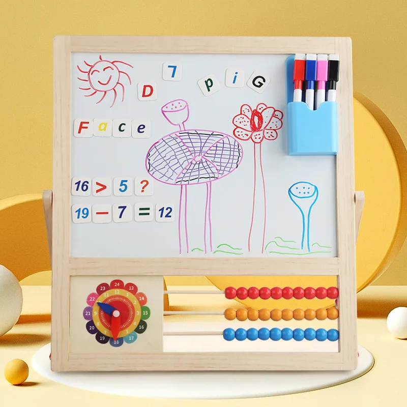 Children Magnetic Drawing Board Double-sided Writing Board Painting Graffiti Kids Early Learning Educational Wooden Math Toy