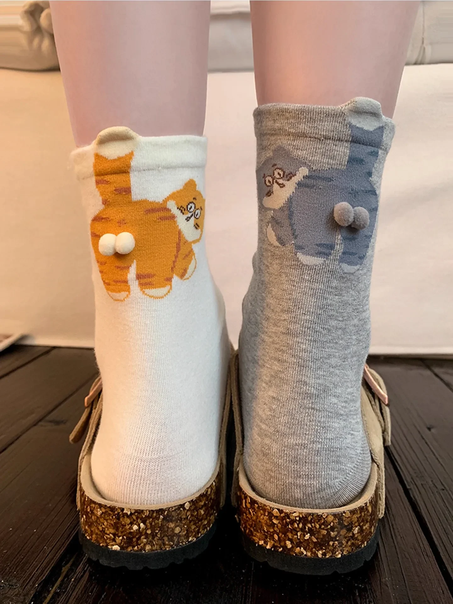 1/3 paar Dreidimensionale Katze Gedruckt Männer weibliche Mitte Rohr Socken Weiche Bequeme Schweiß Absorbieren Atmungsaktive Casual Paare Socke