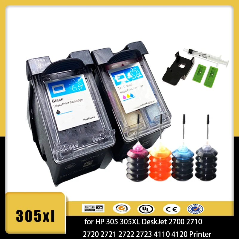 

305XL Refilled Ink Cartridge Replacement for HP 305 XL HP305 DeskJet 2710 2720 4110 4120 4130 ENVY 6010 6020 6030 6420