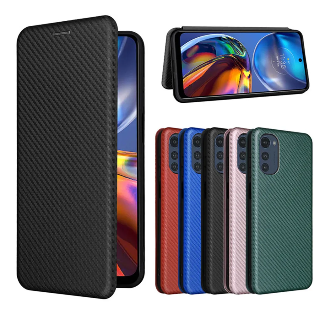 For Motorola Moto E32 Case Luxury Carbon Fiber Skin Magnetic Adsorption Case For Moto E32 E32S E 32 MotoE32 Phone Bags