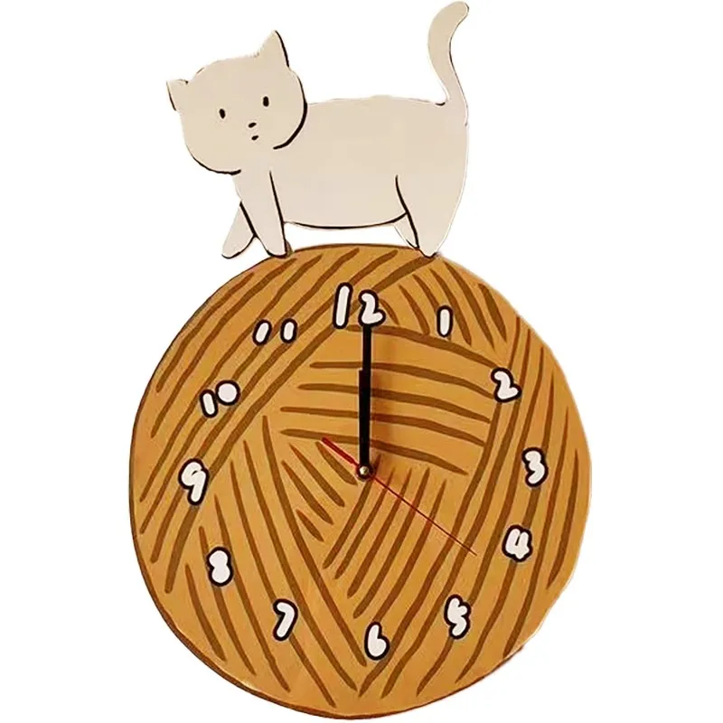 Japanese Restaurant Sushi Shop Cute Cat Kitten Hanging Wall Clock