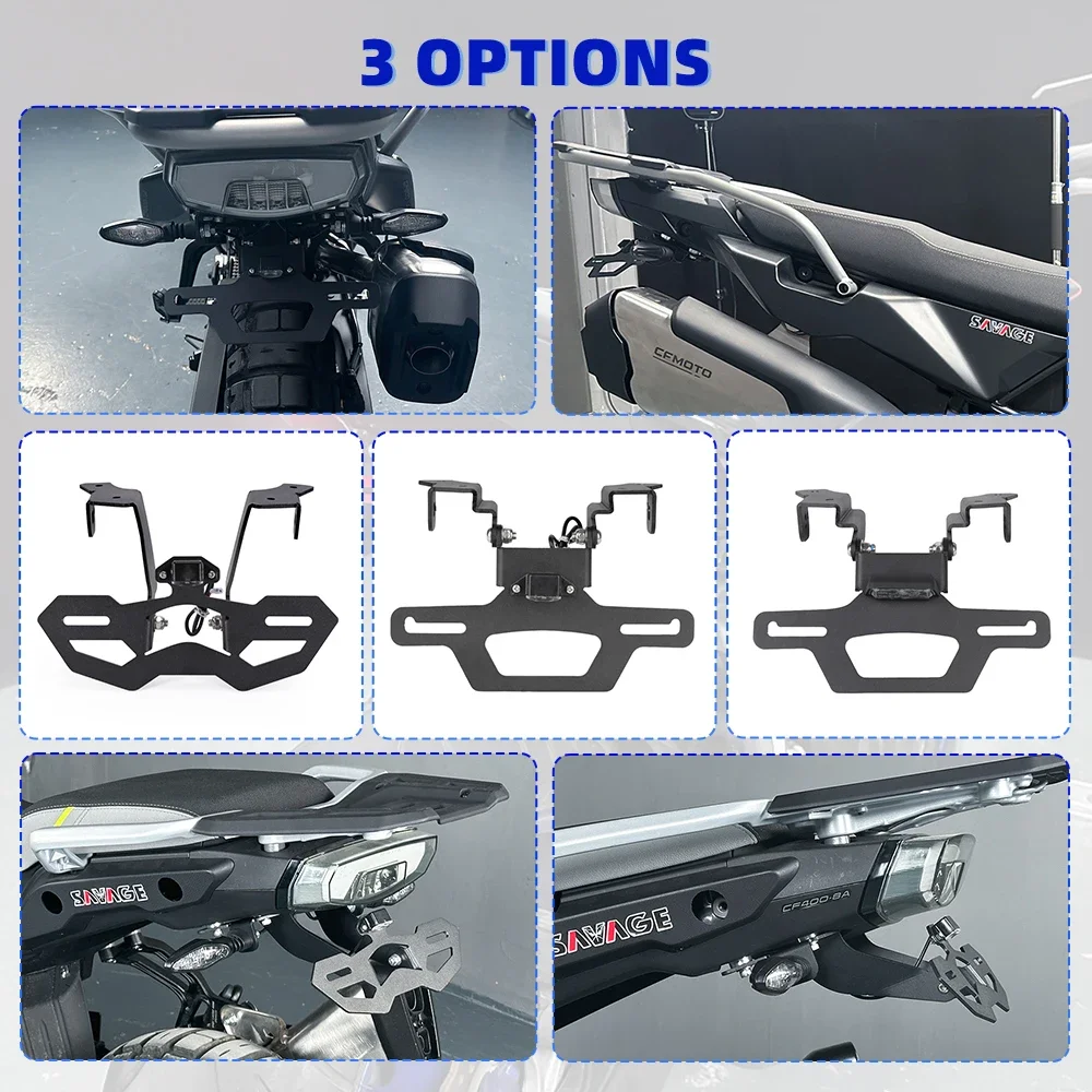 دراجة نارية تسجيل لوحة حامل ل CFMOTO 800MT-X 450MT 800MTX 800 MT-X MTX 2024-2025 الذيل مرتب إطار الترخيص قوس عدة #3