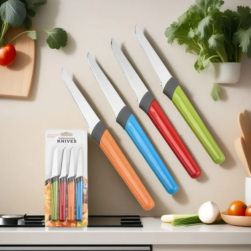 Küchengerät 4-teiliges Obstmesser-Set Premium Edelstahl Ultra-scharfe Kleine Schälmesser Mehrzweck-Haushaltsmesser