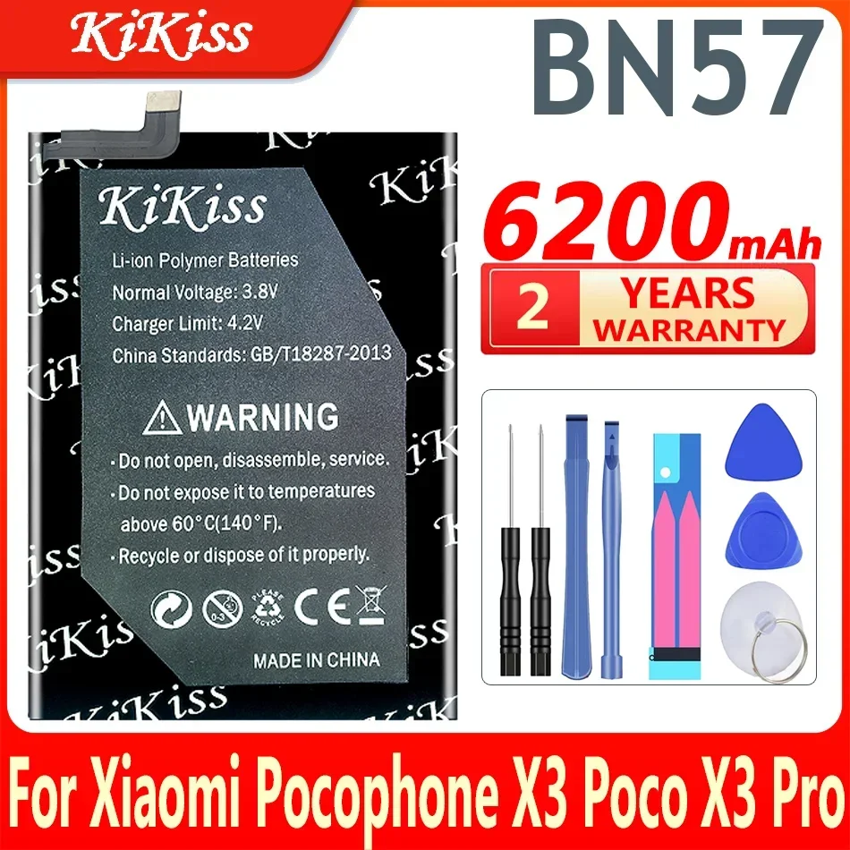 KiKiss Powerful Battery BN57 BN61 For Xiaomi Pocophone X3 Poco X3/X3 Pro X3Pro Replacement High Capacity Batteries