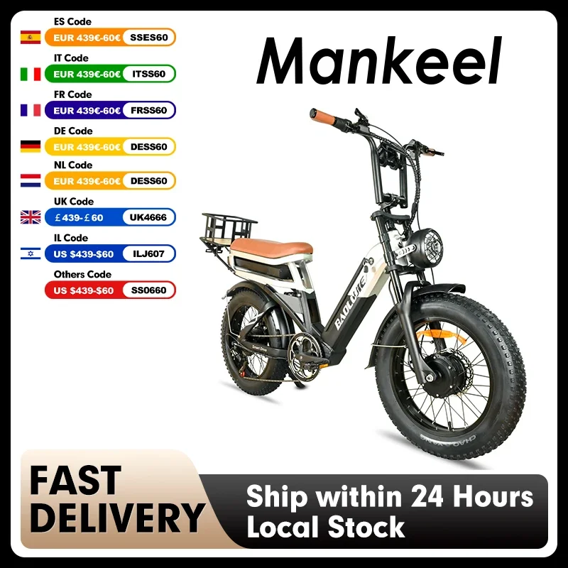 

Mankeel DP-2033 Электрический велосипед для взрослых 2000 Вт с двумя двигателями, 48 В, 30 Ач, 50 км/ч, максимальный диапазон 115 км, электровелосипед с толстыми шинами 20 дюймов для занятий спортом