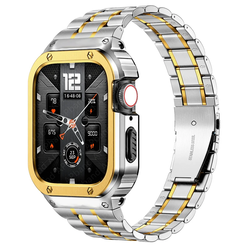 Stainless Steel Case+Strap For Apple Watch Band 44mm 45mm 49mm 40mm Bumper Cover Accessories iwatch Ultra 2 series 8 3 6 SE 7 9