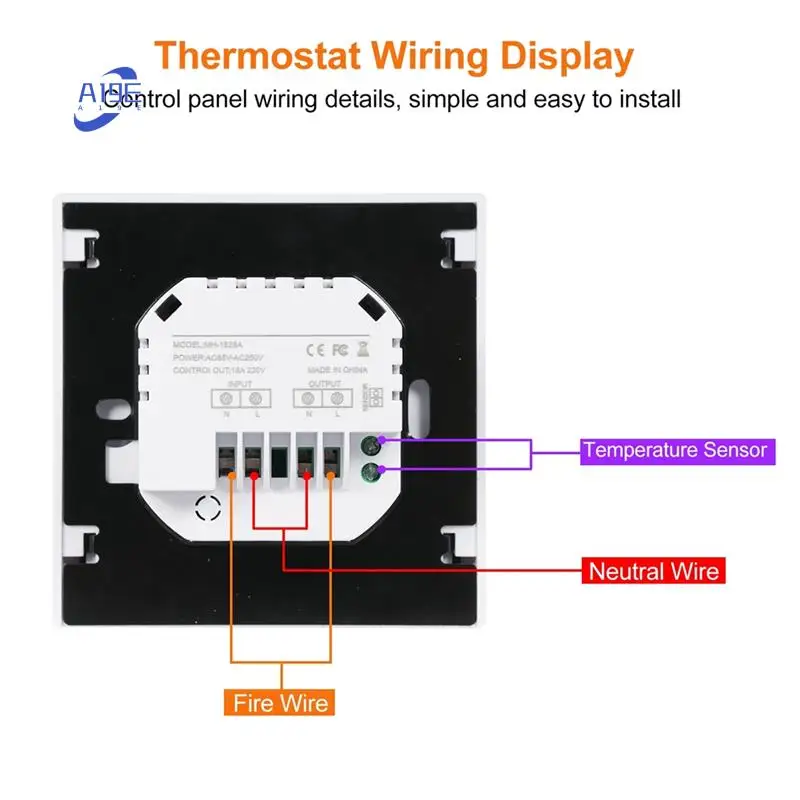 

A19E-Smart Термостат 16A Контроллер температуры напольного отопления со светодиодным сенсорным экраном 85-265 В Управление электрическим нагревом