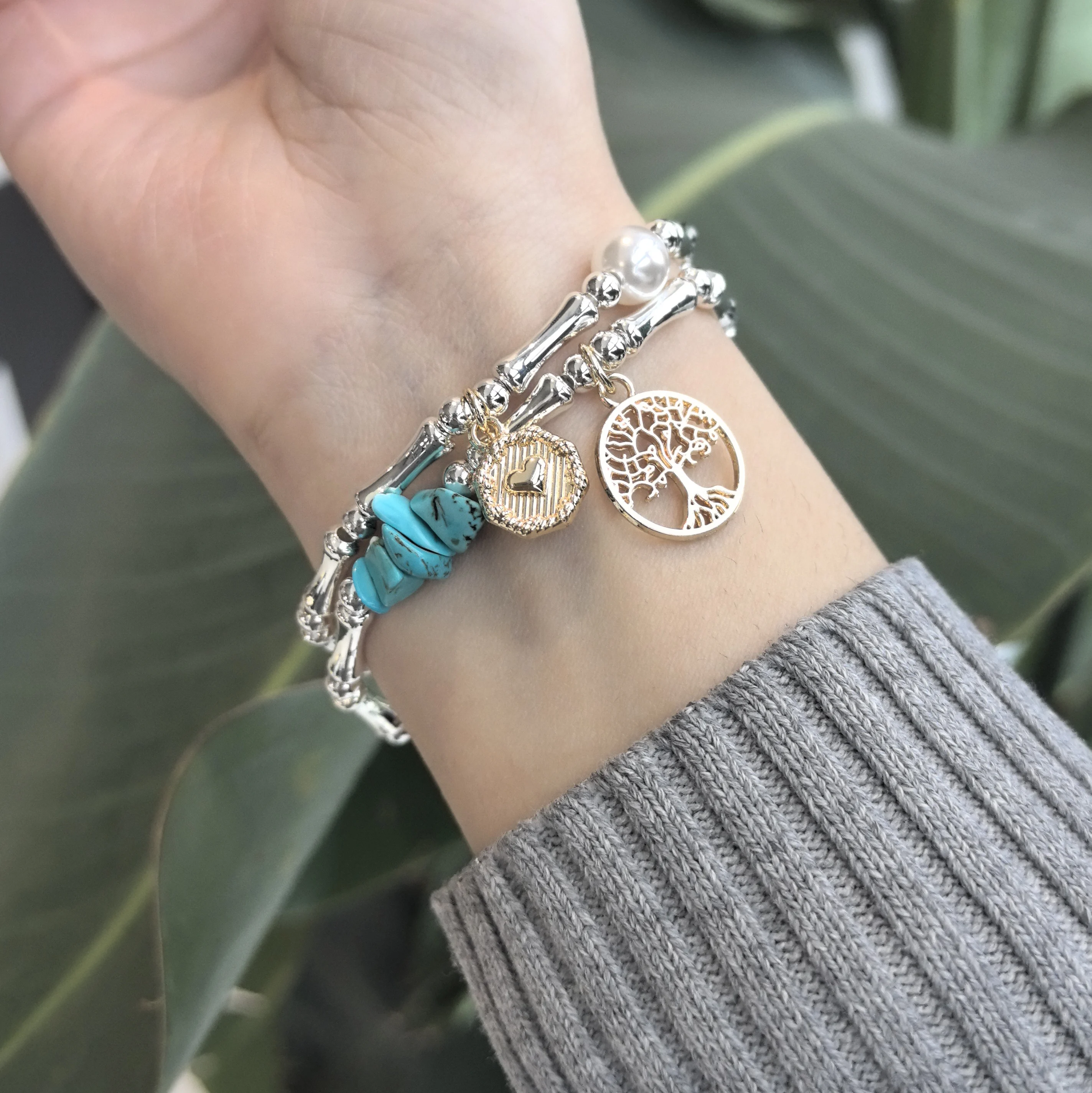 925 Sterling Silber Armband Armreif Einfache Grüne Blatt Elegante Natur Für Frau Mädchen Mode Schmuck Geschenk Dropship Großhandel – Detail 4