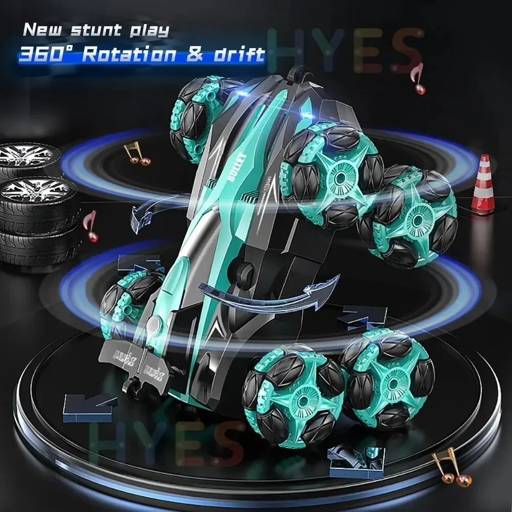 New Eight Wheels RC Car Toys 2.4G Trendy Spray Twisting Flips Watch Remote Control Drift Stunt Car Toy Gifts For Children Adults