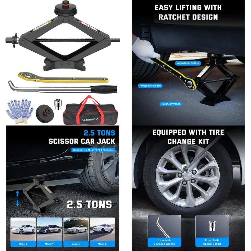

2.5 Ton Capacity Car Scissor Jack and Tire Change Kit with 2 Jack Pads