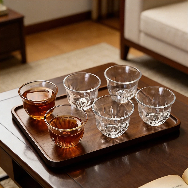 

2pcs Sets 60ml Tea Cup Household Drinking Utensils Chinese Style Tea Cup Creative Small Water Cup Personalized Elegant Glassware
