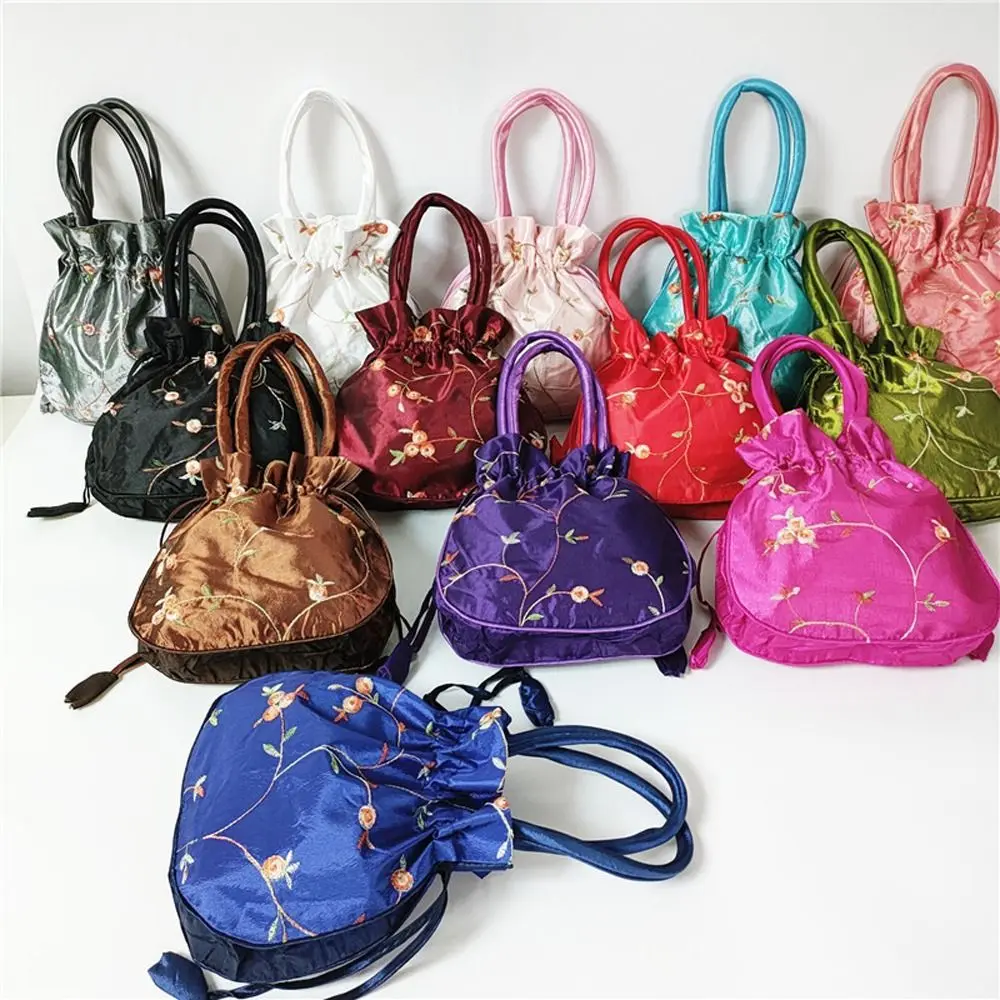 Ethnic Style Casual Money Bags Retro Fashion Drawstrings Small Storage Jewelry Packing Women Embroidery Handbags