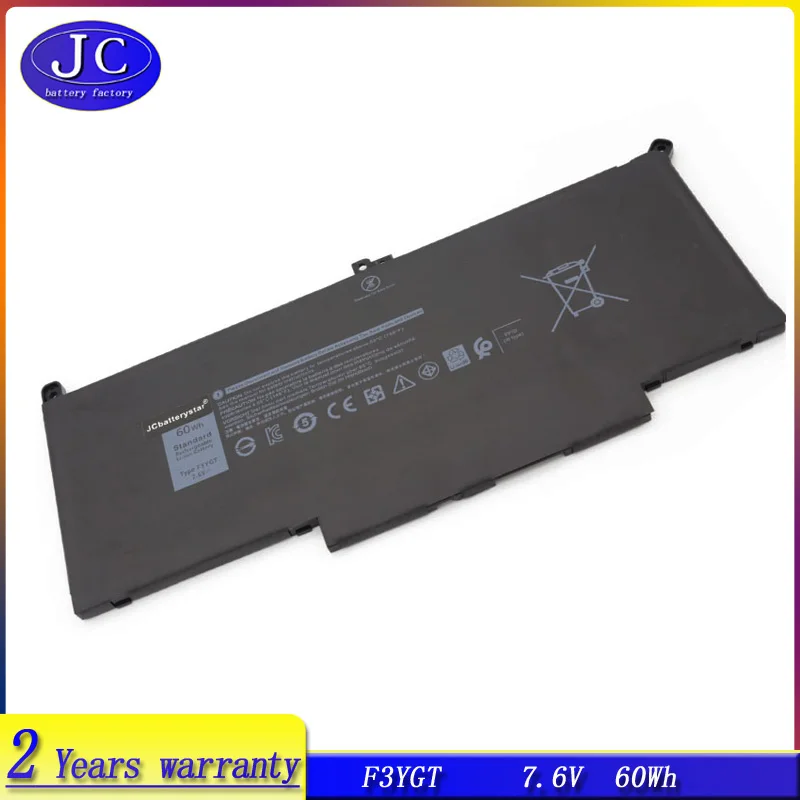 

JCLJF New High Quality F3YGT Laptop Battery for Dell Latitude 12 7000 E7280 E7290 E7380 E7390 E7480 E7490 2X39G 60WH DJ1J0 DJ1JO