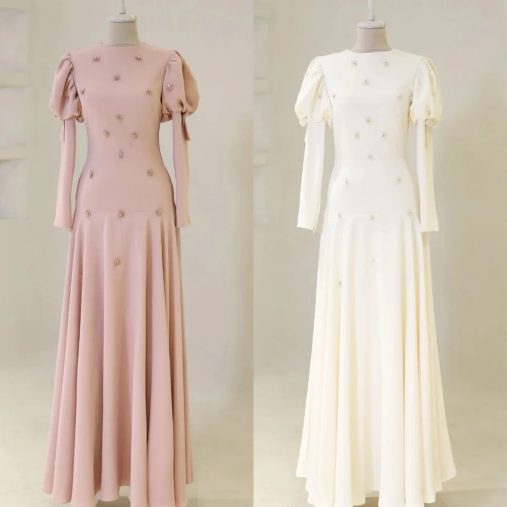 

Customized Exquisite Jersey Pleat Sequined A-line Jewel Long Dresses Bespoke Occasion Evening Modern Style